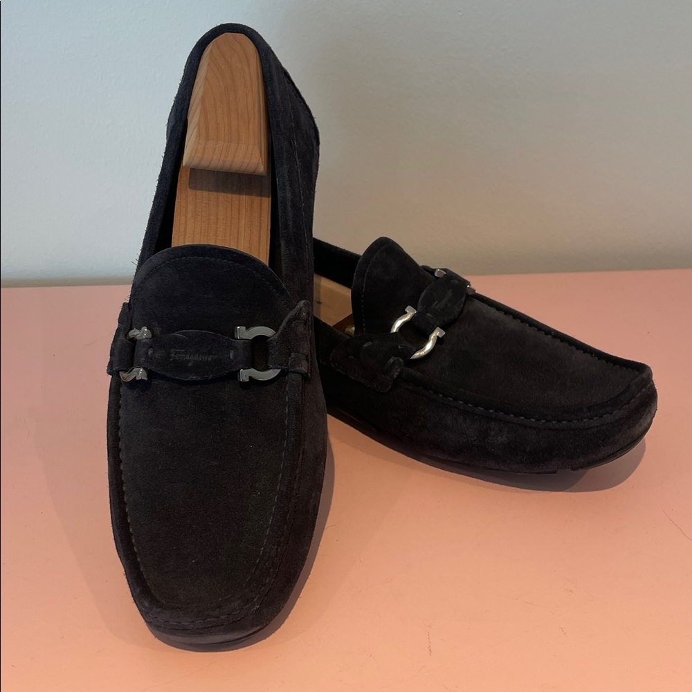 Salvatore Ferragamo Blue Suede Loafers | 10.5